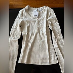H&M Cream Ribbed Long Sleeve Dress